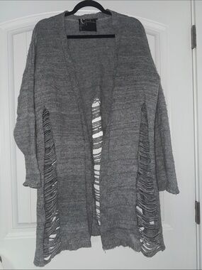 Chandelier Grey Boho Oversized Cardigan- Size Small
